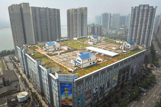 Проекты коттеджей на крышах торговых центров в Китае