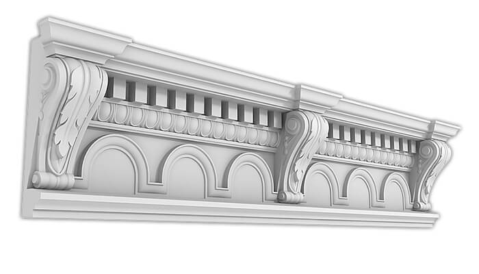 Карниз Дворцовый КД-42. Раздел: Фасадный декор, фасадная лепнина, классический стиль, стеклофибробетон